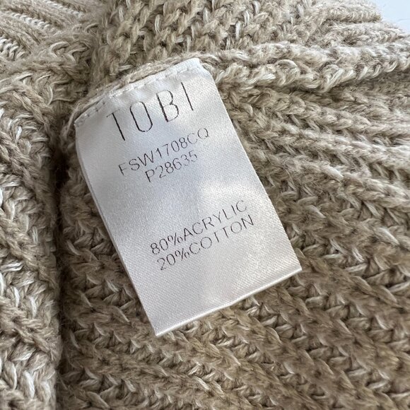 TOBI Women Emma Toast Tie Open Back Sweater Size Small S Chic Fall Cozy Ribbed - Picture 6 of 7